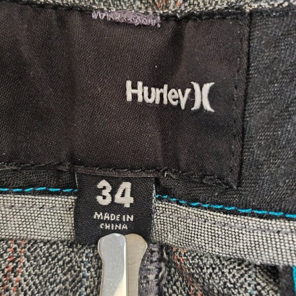 Hurley Chino Shorts Mens 34 34x10 Gray Pinstripe Flat Front Polyester Blend - Picture 4 of 9
